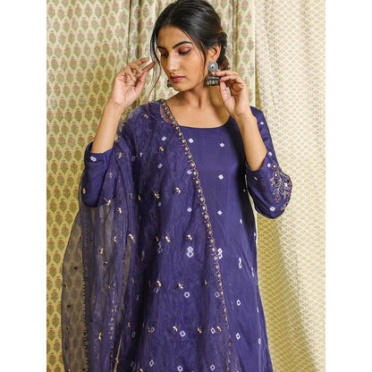 Gulabo Jaipur Purple Embroidered Kurta And Pant With Dupatta (Set of 3)
