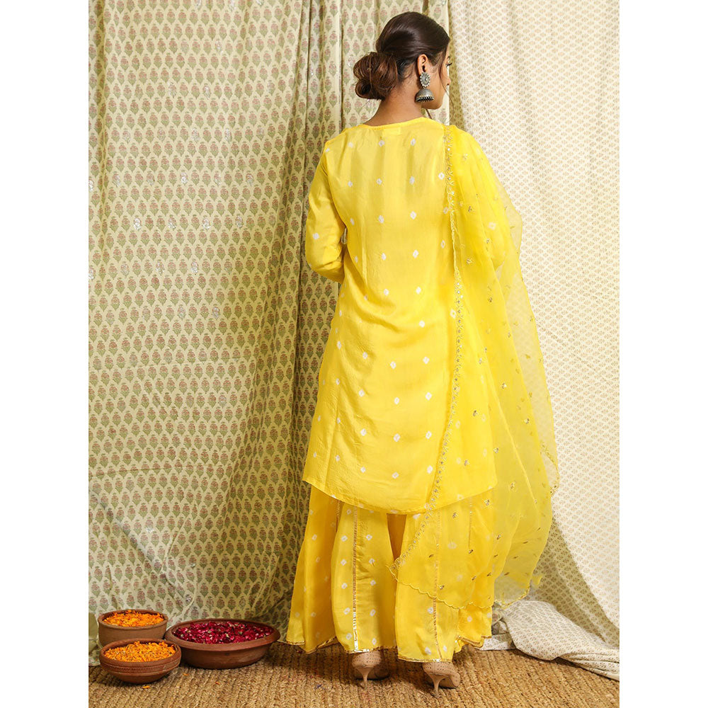 Gulabo Jaipur Yellow Embroidered Kurta And Pant With Dupatta (Set of 3)