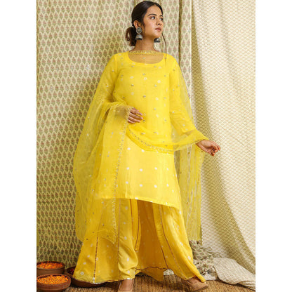Gulabo Jaipur Yellow Embroidered Kurta And Pant With Dupatta (Set of 3)