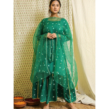 Gulabo Jaipur Green Embroidered Kurta And Pant With Dupatta (Set of 3)