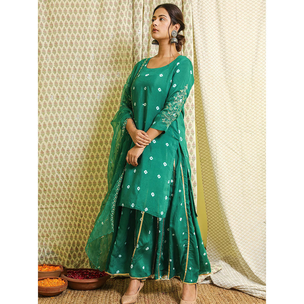 Gulabo Jaipur Green Embroidered Kurta And Pant With Dupatta (Set of 3)