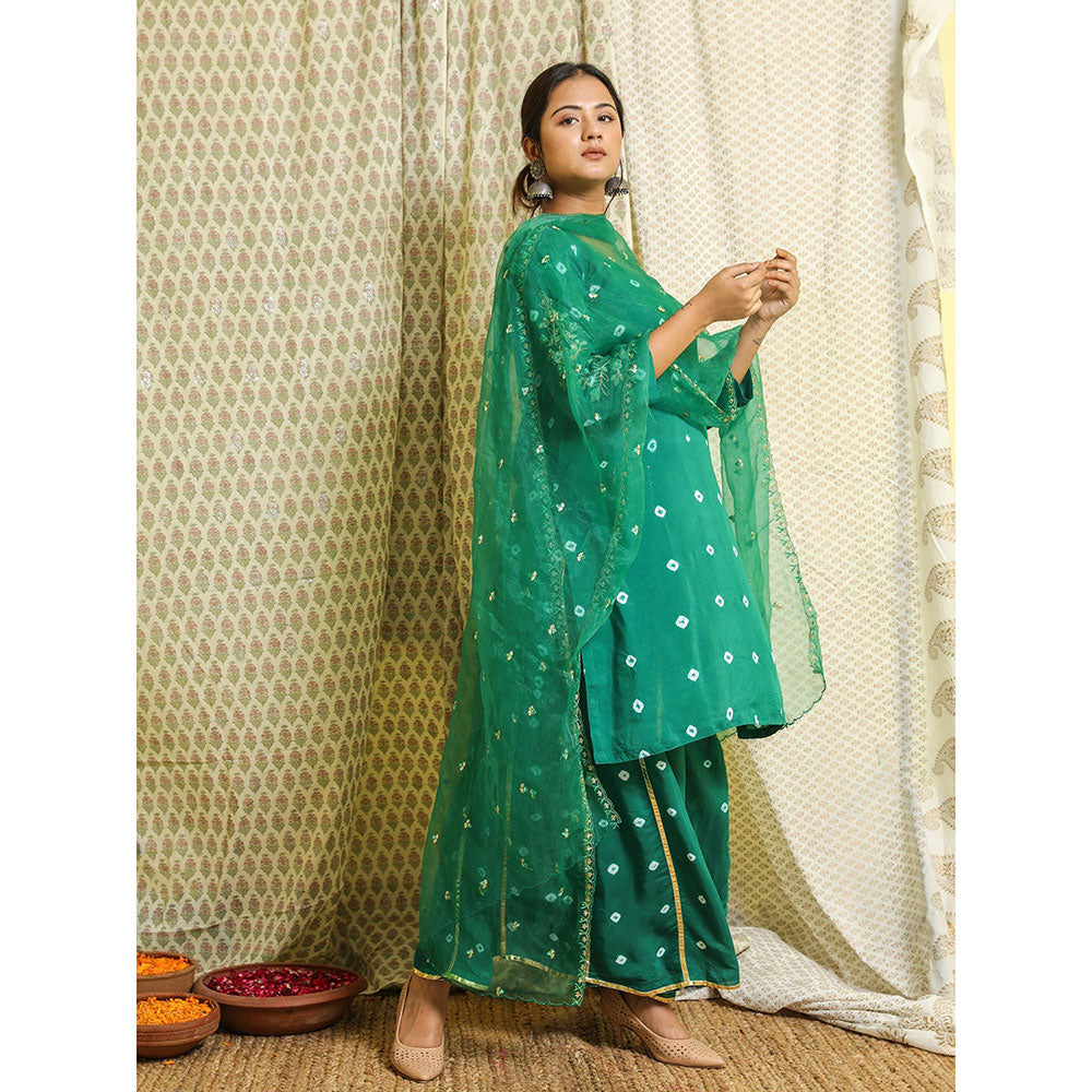 Gulabo Jaipur Green Embroidered Kurta And Pant With Dupatta (Set of 3)
