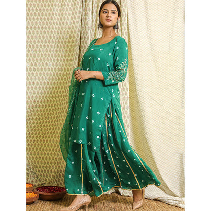 Gulabo Jaipur Green Embroidered Kurta And Pant With Dupatta (Set of 3)