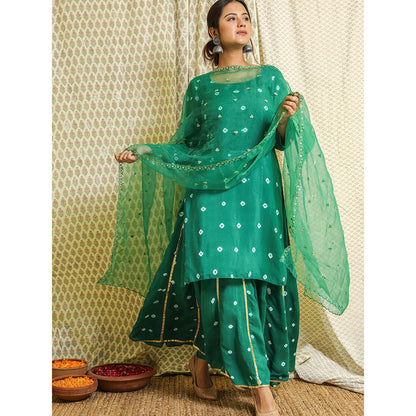 Gulabo Jaipur Green Embroidered Kurta And Pant With Dupatta (Set of 3)