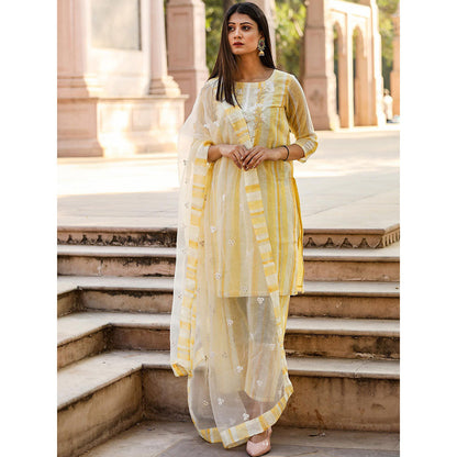 Gulabo Jaipur Yellow Embroidered Kurta And Pant With Dupatta (Set of 3)