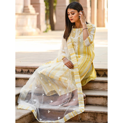 Gulabo Jaipur Yellow Embroidered Kurta And Pant With Dupatta (Set of 3)