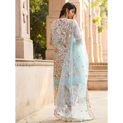 Gulabo Jaipur Blue Embroidered Kurta And Pant With Dupatta (Set of 3)