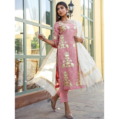 Gulabo Jaipur Pink Embroidered Kurta And Pant With Dupatta (Set of 3)