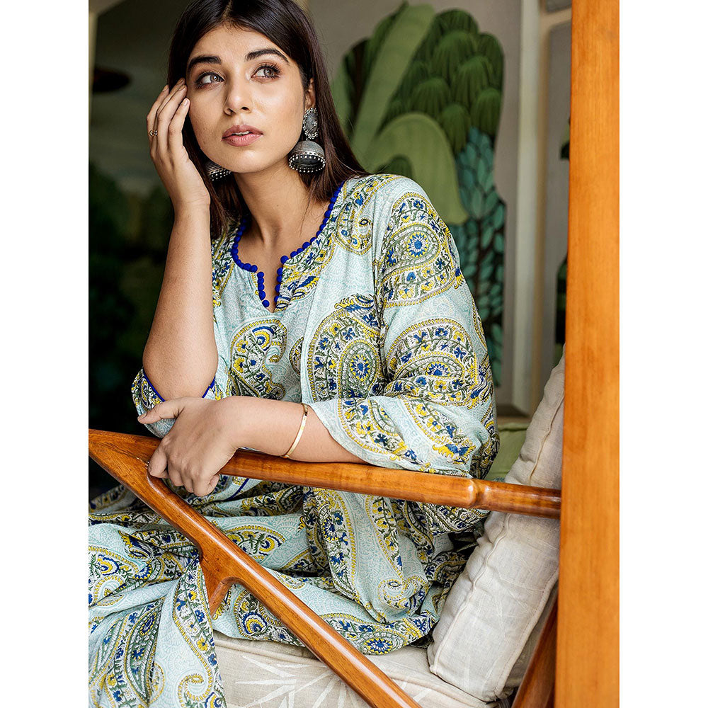 Gulabo Jaipur White Printed Anarkali And Pant With Dupatta (Set of 3)