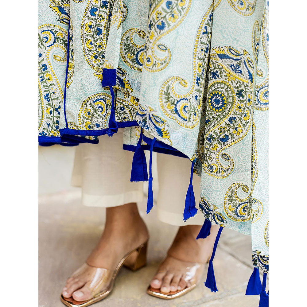 Gulabo Jaipur White Printed Anarkali And Pant With Dupatta (Set of 3)