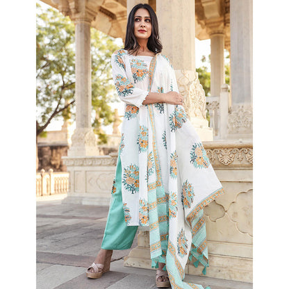Gulabo Jaipur White Printed Kurta And Pant With Dupatta (Set of 3)