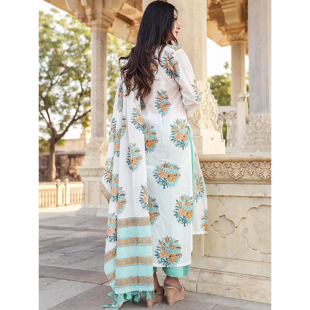 Gulabo Jaipur White Printed Kurta And Pant With Dupatta (Set of 3)