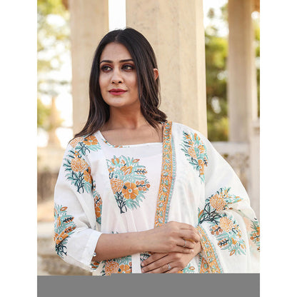 Gulabo Jaipur White Printed Kurta And Pant With Dupatta (Set of 3)