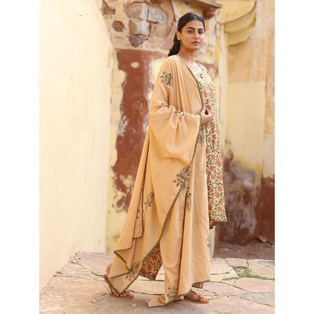 Gulabo Jaipur Beige Gular Kurta With Pant And Dupatta (Set Of 3)
