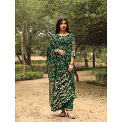 Gulabo Jaipur Sama Green Straight Kurta And Pant With Dupatta (Set of 3)