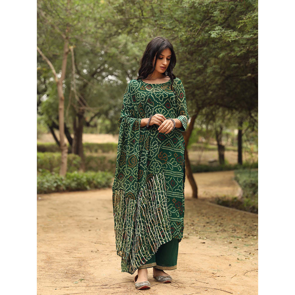Gulabo Jaipur Sama Green Straight Kurta And Pant With Dupatta (Set of 3)