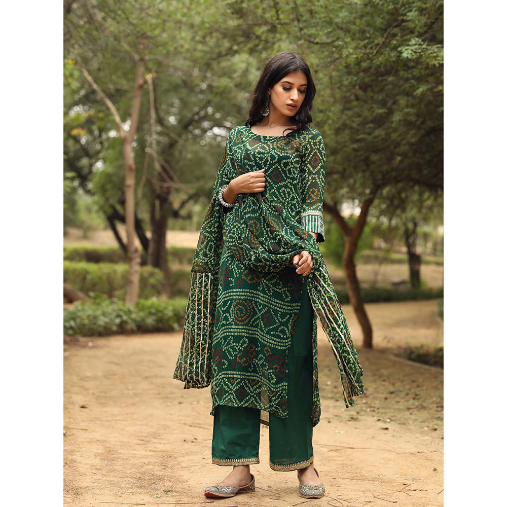Gulabo Jaipur Sama Green Straight Kurta And Pant With Dupatta (Set of 3)