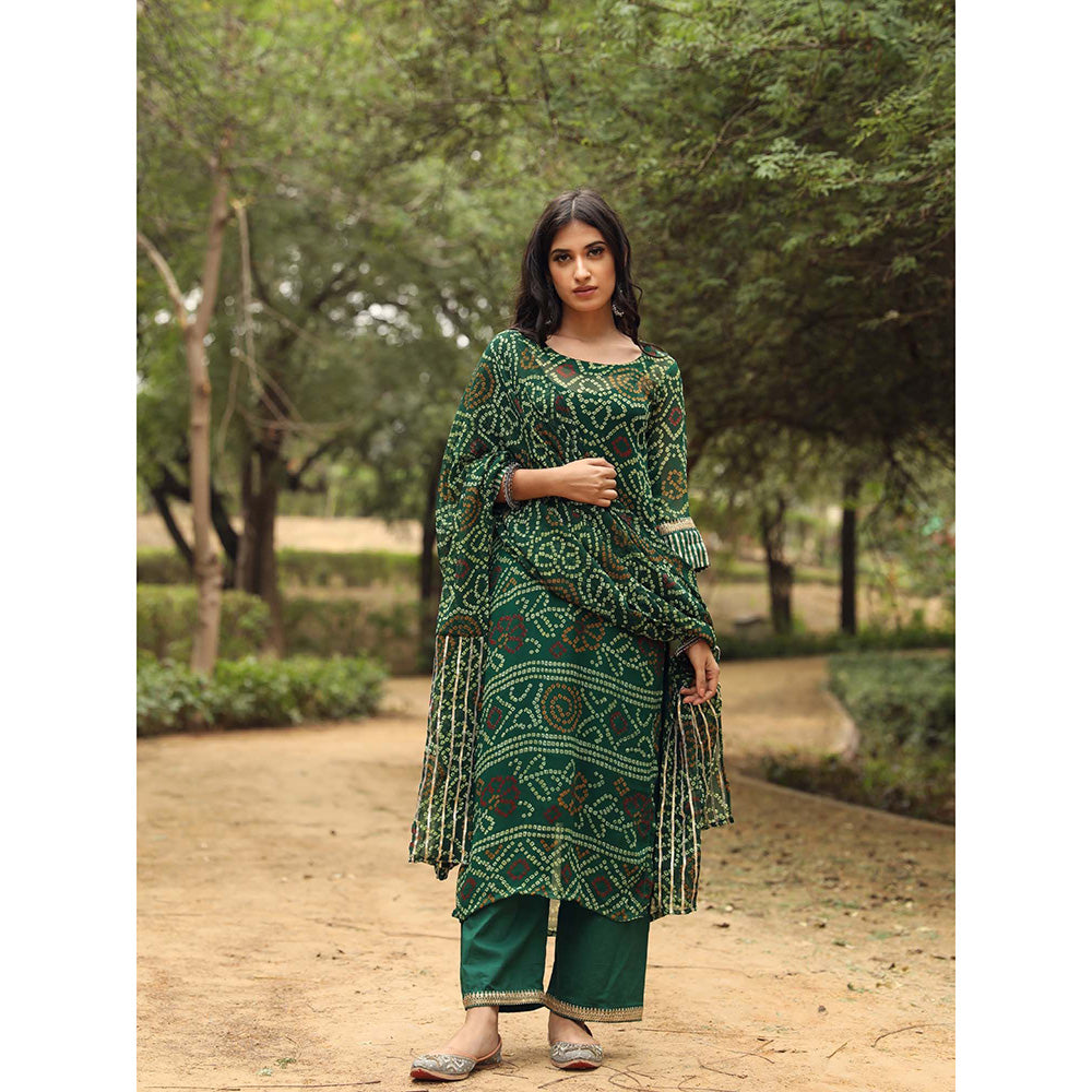 Gulabo Jaipur Sama Green Straight Kurta And Pant With Dupatta (Set of 3)