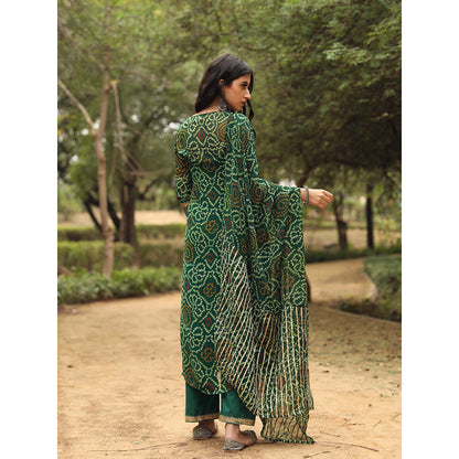 Gulabo Jaipur Sama Green Straight Kurta And Pant With Dupatta (Set of 3)