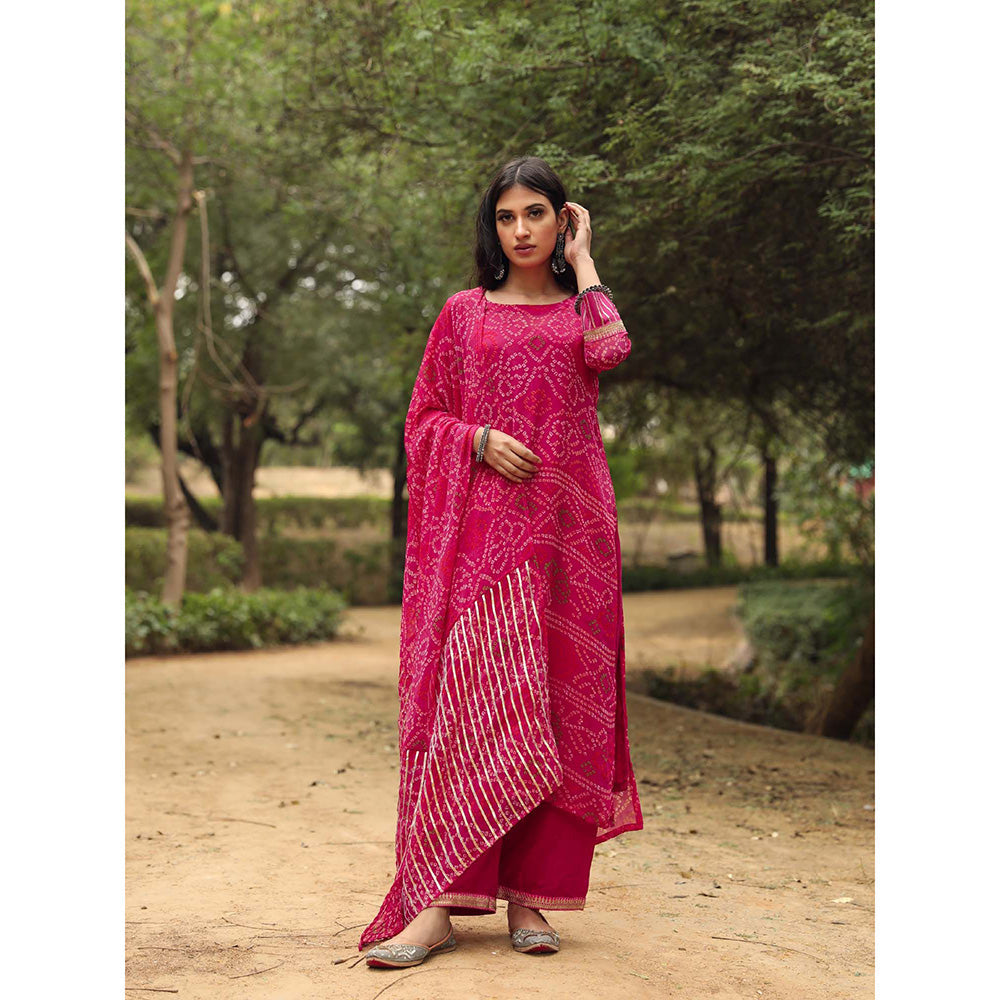 Gulabo Jaipur Sama Pink Straight Kurta And Pant With Dupatta (Set of 3)