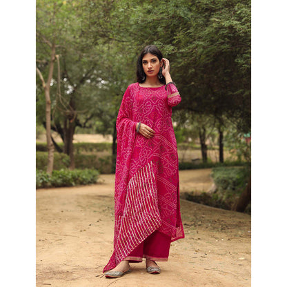 Gulabo Jaipur Sama Pink Straight Kurta And Pant With Dupatta (Set of 3)