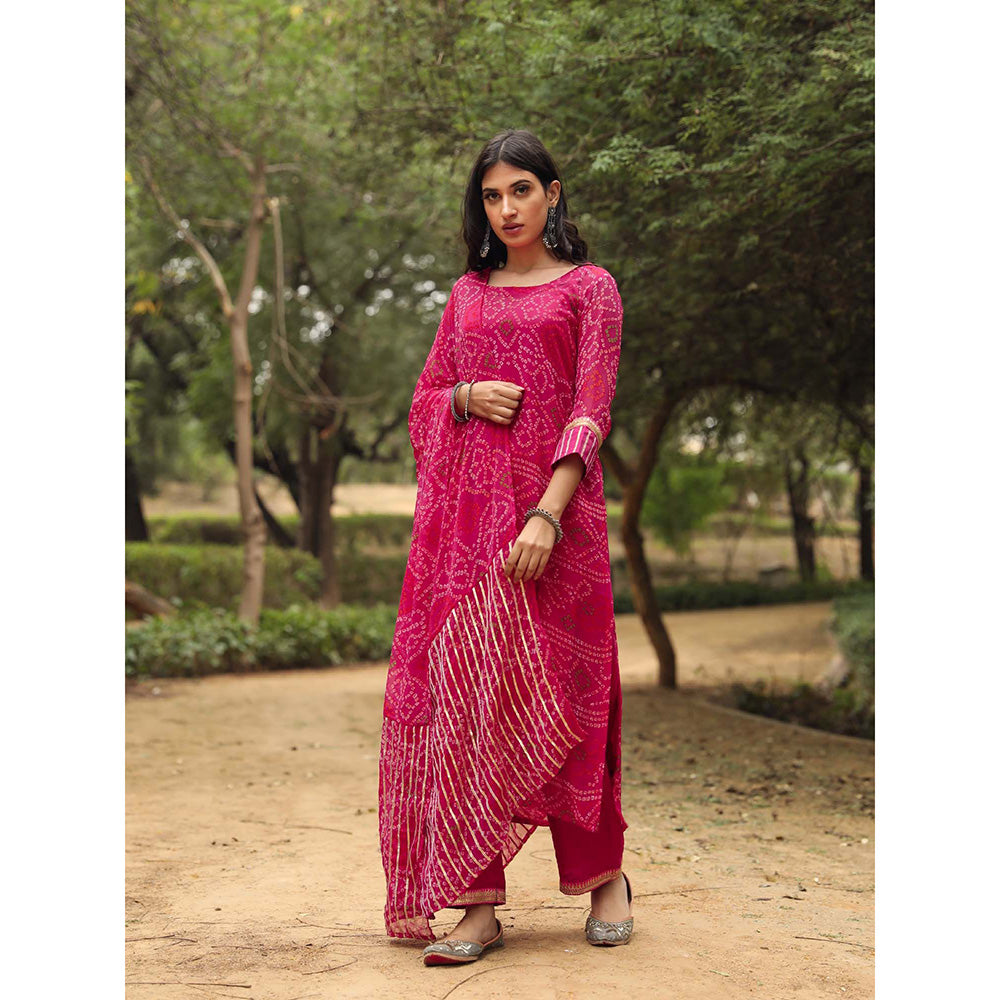 Gulabo Jaipur Sama Pink Straight Kurta And Pant With Dupatta (Set of 3)