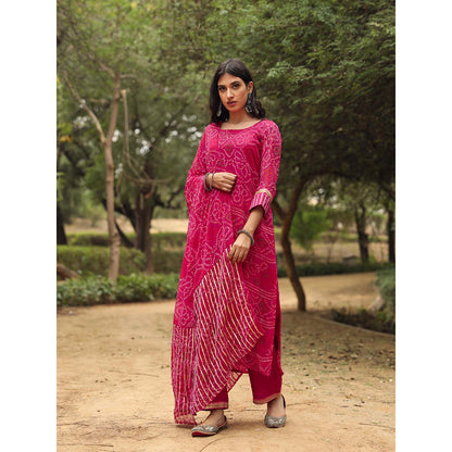 Gulabo Jaipur Sama Pink Straight Kurta And Pant With Dupatta (Set of 3)