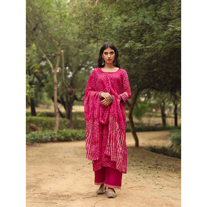 Gulabo Jaipur Sama Pink Straight Kurta And Pant With Dupatta (Set of 3)