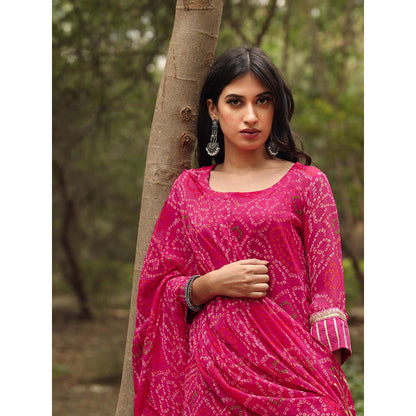 Gulabo Jaipur Sama Pink Straight Kurta And Pant With Dupatta (Set of 3)