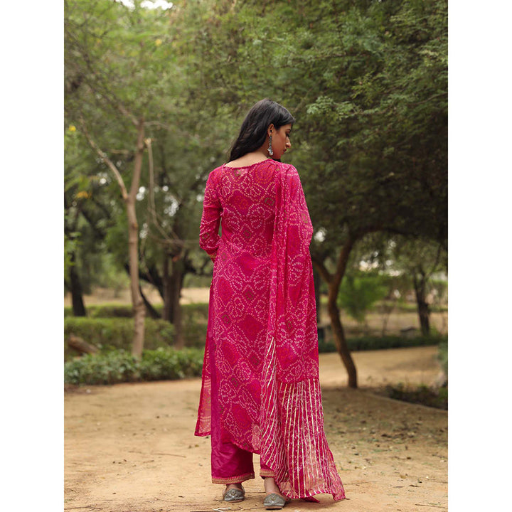 Gulabo Jaipur Sama Pink Straight Kurta And Pant With Dupatta (Set of 3)