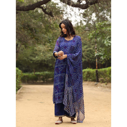 Gulabo Jaipur Sama Blue Straight Kurta And Pant With Dupatta (Set of 3)