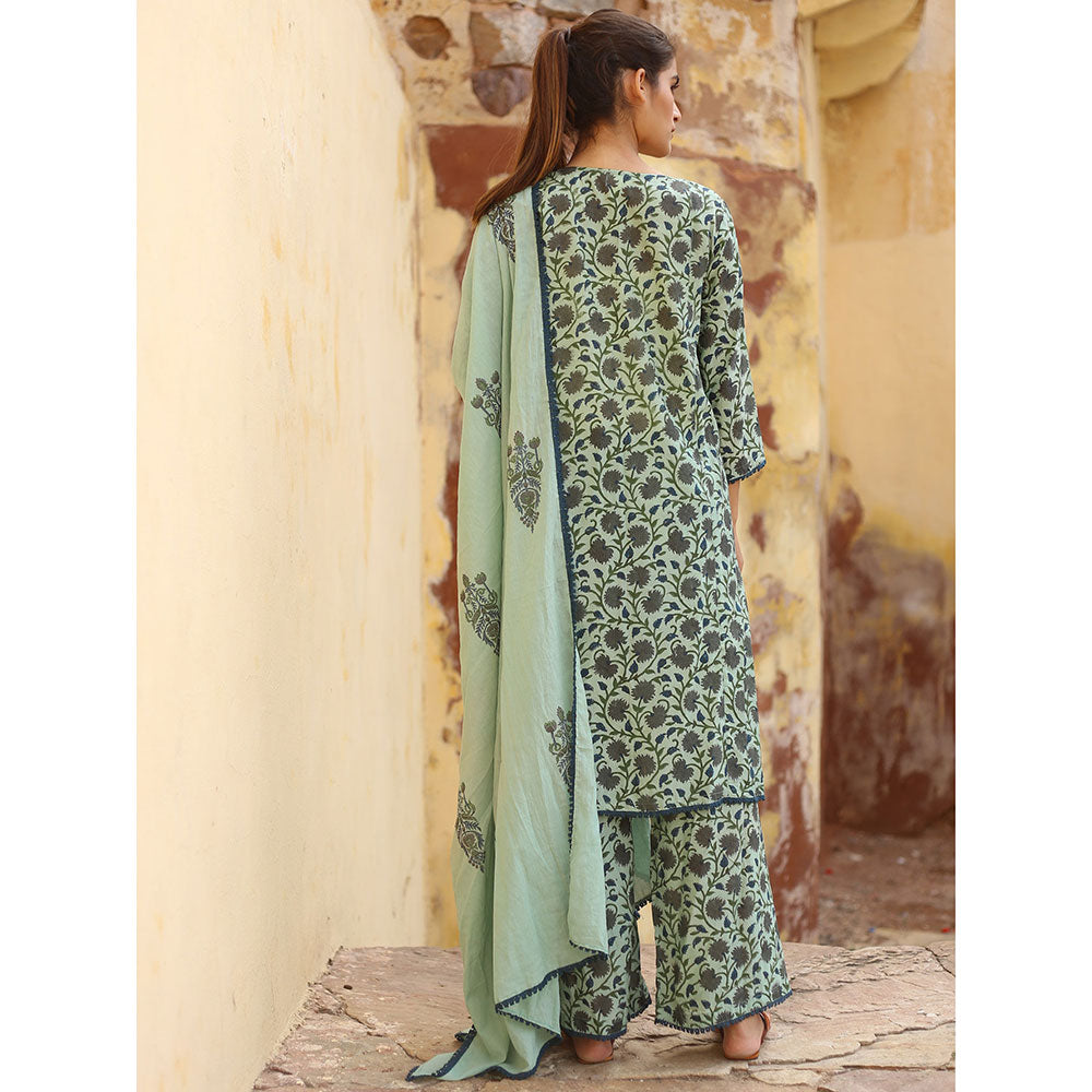 Gulabo Jaipur Blue Gular Kurta With Pant And Dupatta (Set Of 3)