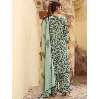 Gulabo Jaipur Blue Gular Kurta With Pant And Dupatta (Set Of 3)
