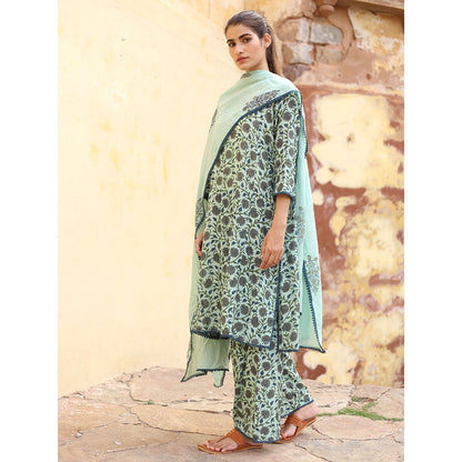 Gulabo Jaipur Blue Gular Kurta With Pant And Dupatta (Set Of 3)