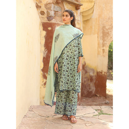 Gulabo Jaipur Blue Gular Kurta With Pant And Dupatta (Set Of 3)