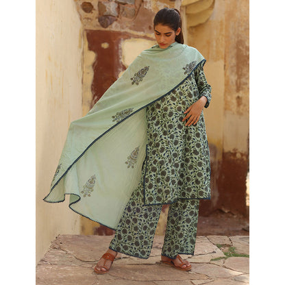 Gulabo Jaipur Blue Gular Kurta With Pant And Dupatta (Set Of 3)