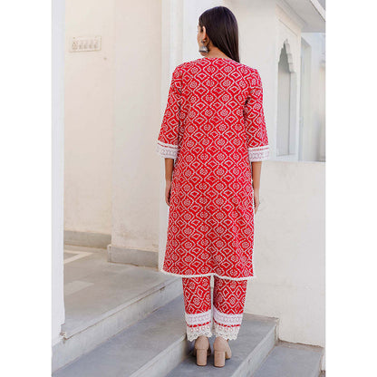 Gulabo Jaipur Baruni Red Straight Kurta And Pant (Set of 2)