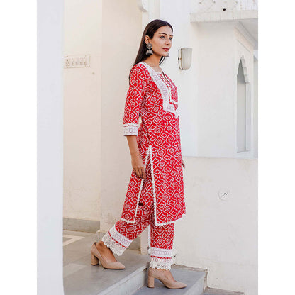 Gulabo Jaipur Baruni Red Straight Kurta And Pant (Set of 2)