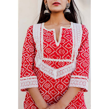 Gulabo Jaipur Baruni Red Straight Kurta And Pant (Set of 2)