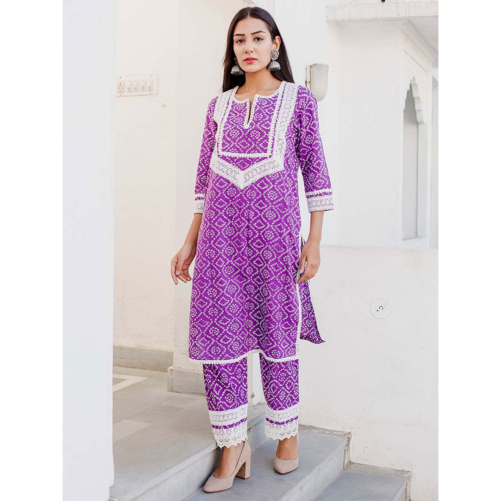 Gulabo Jaipur Baruni Purple Straight Kurta And Pant (Set of 2)