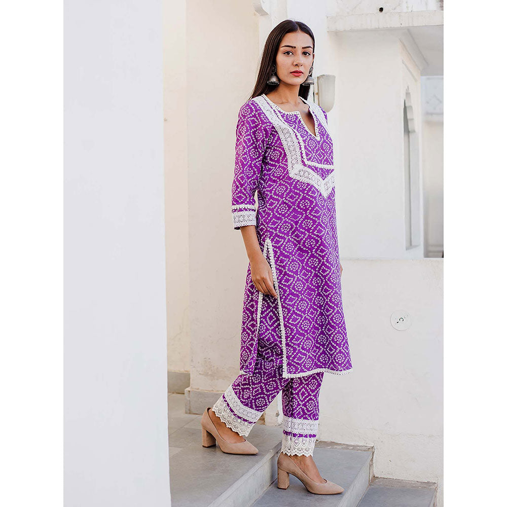 Gulabo Jaipur Baruni Purple Straight Kurta And Pant (Set of 2)