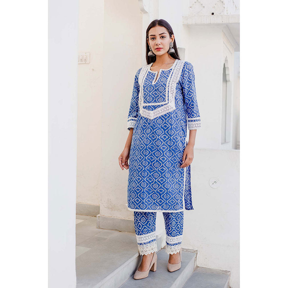 Gulabo Jaipur Baruni Blue Straight Kurta And Pant (Set of 2)