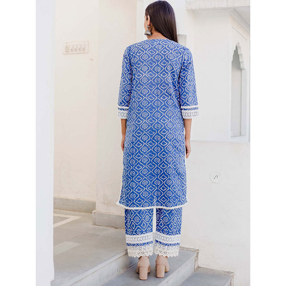 Gulabo Jaipur Baruni Blue Straight Kurta And Pant (Set of 2)