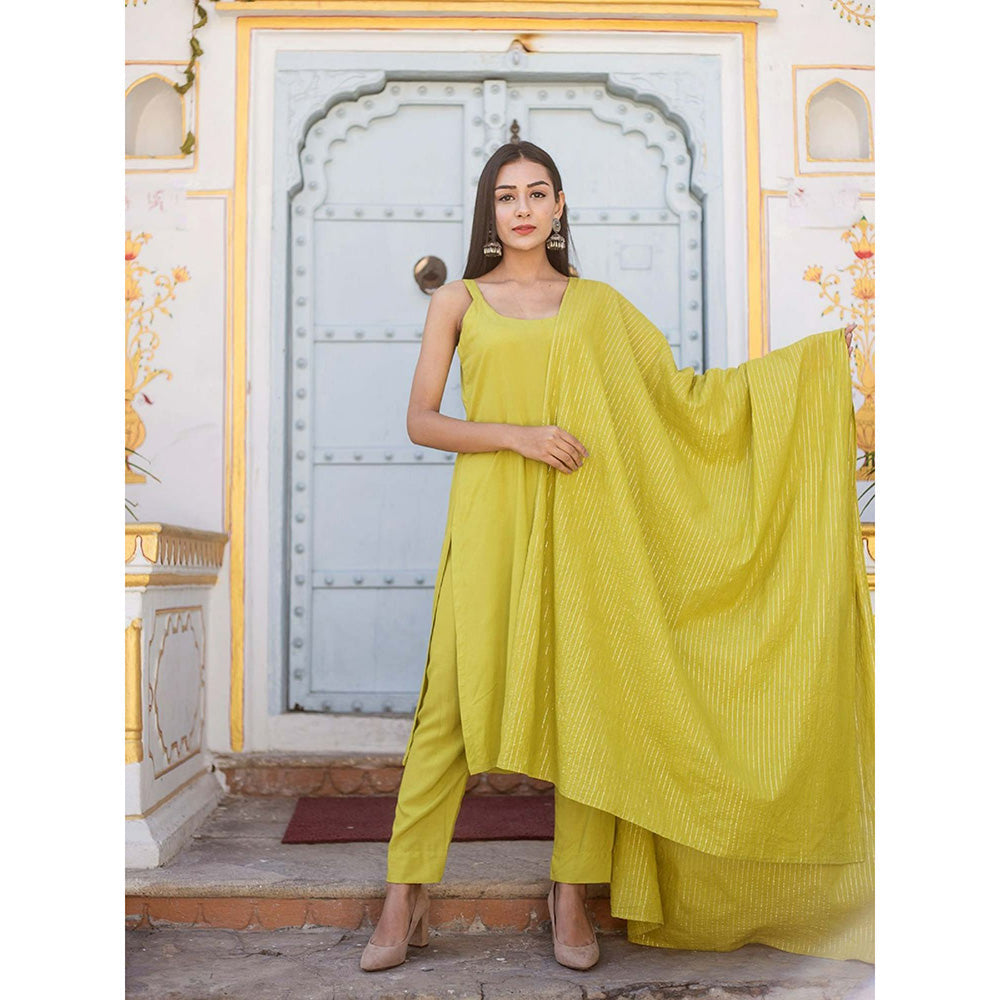Gulabo Jaipur Noori Olive Straight Set (Set of 3)