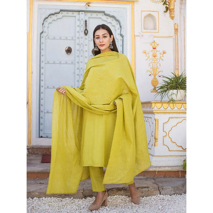 Gulabo Jaipur Noori Olive Straight Set (Set of 3)