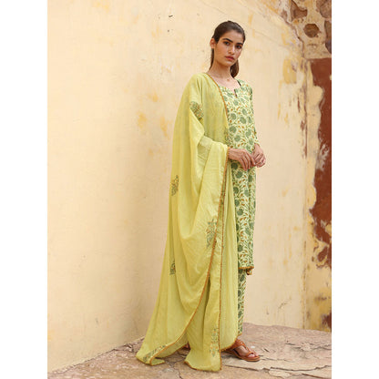 Gulabo Jaipur Green Gular Kurta With Pant And Dupatta (Set Of 3)