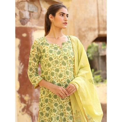 Gulabo Jaipur Green Gular Kurta With Pant And Dupatta (Set Of 3)