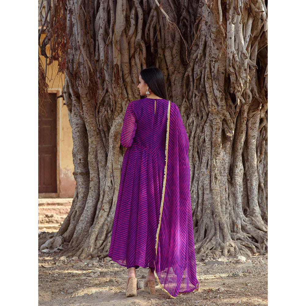 Gulabo Jaipur Rang Purple Anarkali And Pant With Dupatta (Set Of 3)