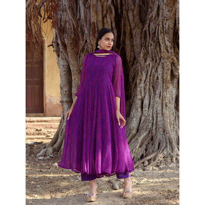 Gulabo Jaipur Rang Purple Anarkali And Pant With Dupatta (Set Of 3)