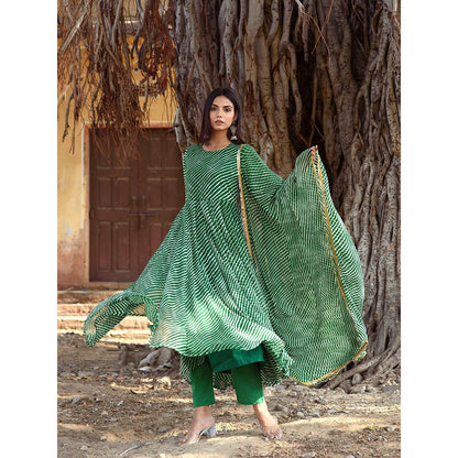Gulabo Jaipur Rang Green Anarkali And Pant With Dupatta (Set Of 3)